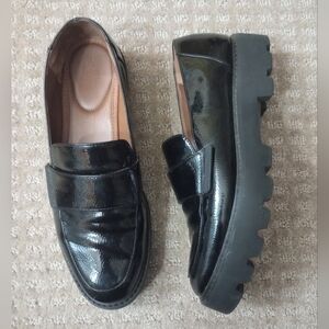 Franco Sarto Black Patent Leather Loafers